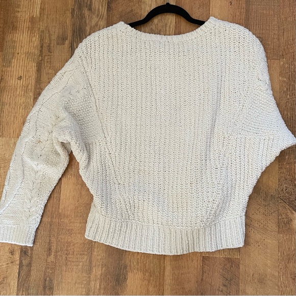 Anthropology sleeping on snow cream plush wool blend cable knit sweater sz small - Picture 5 of 12